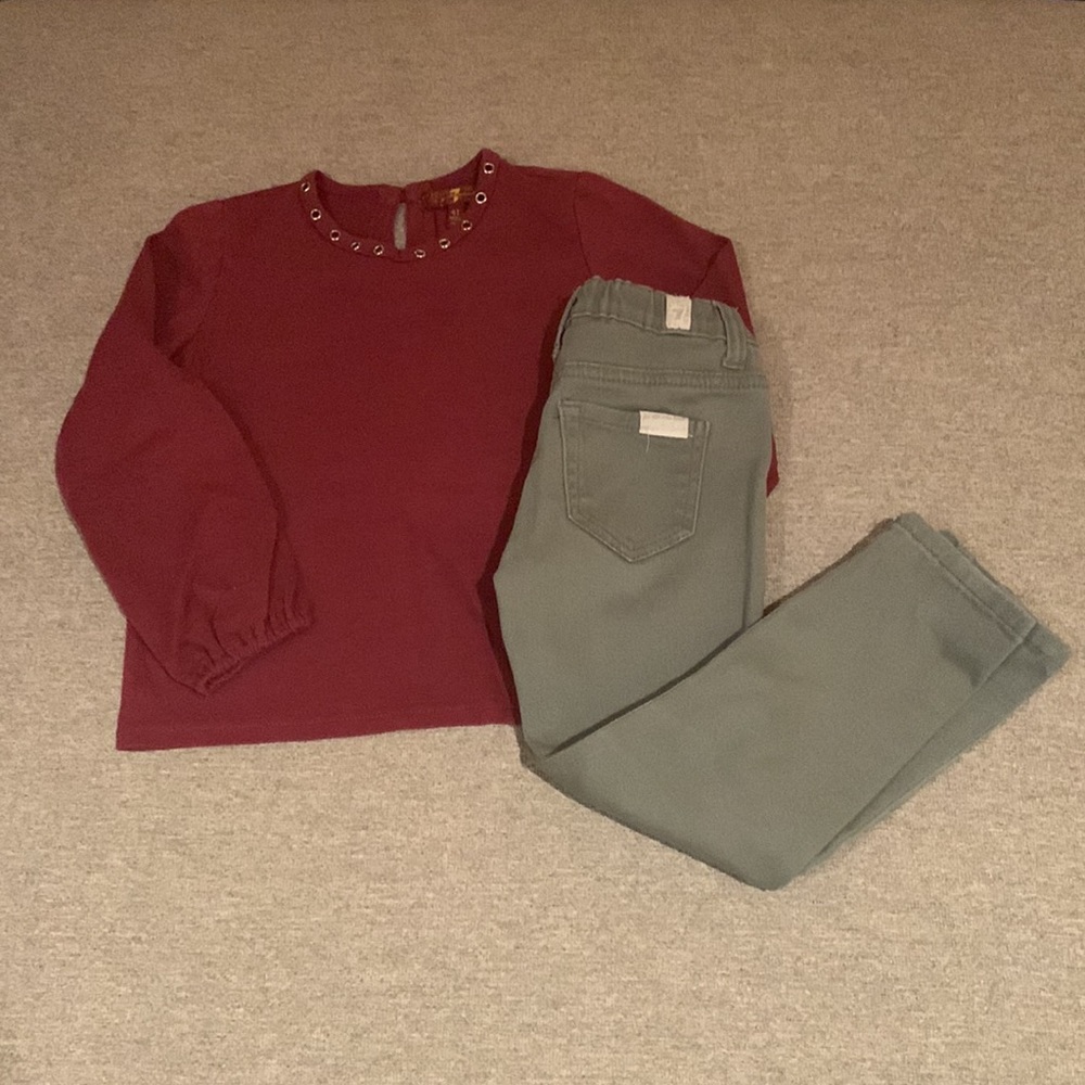 7 For All Mankind Girl's Shirt and Pant Set